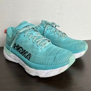 Hoka One One Bondi 7 Women's Running Shoes Aqua Sky Blue Size 9 Comfort Sneakers